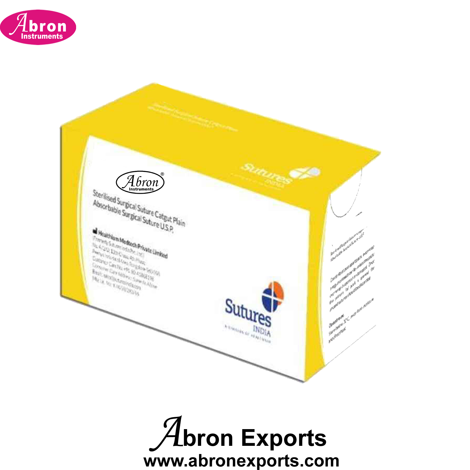Suture 2-0 USP 40mm Half Circle Round Body Plain & Chromic Absorbable Catgut Suture Box ABM-4100A40 